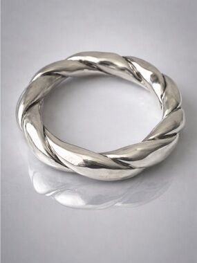 E&L Sterling Silver Electroform Statement Twisted Bangle Bracelet Israel